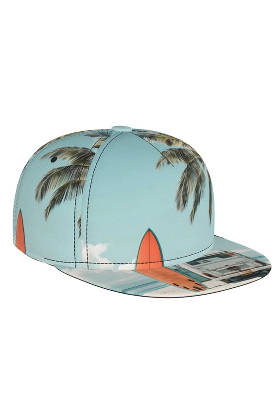 Vintage Surf Van Beach for Baseball Cap Men Cap Flat Brim for Men Women Teens Adjustable Baseball Cap
