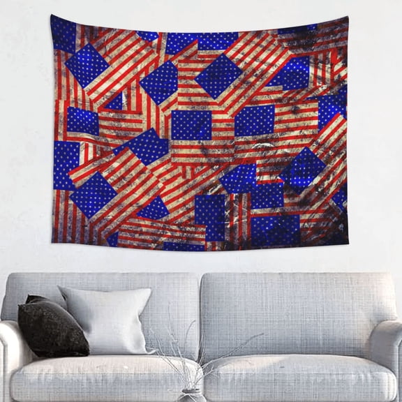 Hirioo Vintage USA Flag Print Tapestry Lightweight Fabric for Bedroom Aesthetic Home Wall Dorm Décor Living Room Decor 29x37 Inch