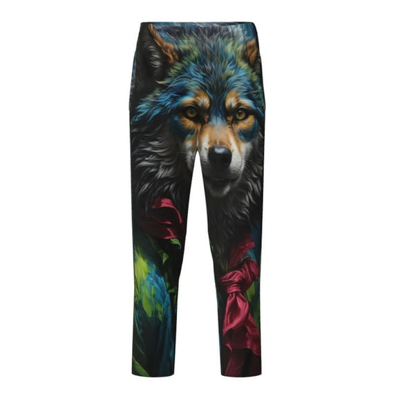 Hirioo Vintage Wolf Warrior for Teenagers' Pajama Pants Womens Lounge Pants with Pockets Pj Bottoms Pants for Men-Large