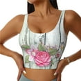 thumbnail image 1 of Hirioo Vintage Wood with Floral for Women's Sports Vest with Full-Print Design, Stretchy Fabric and Removable Pads-Small, 1 of 8