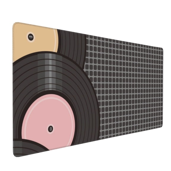 Hirioo Vinyl Records for Mouse Pad ,Anti-Slip Base, Durable Stitched Edges, Perfect for Gaming, Office, and Home Use,16x35.5in