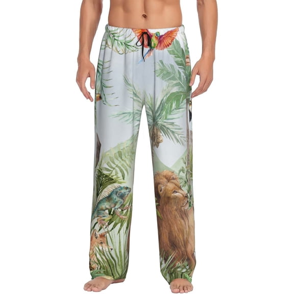Hirioo Watercolor African Animals Wildlife for Women's PJ Pajama Pants Sleep Pants Women's Home Trousers with Pockets,S-3XL-XX-Large