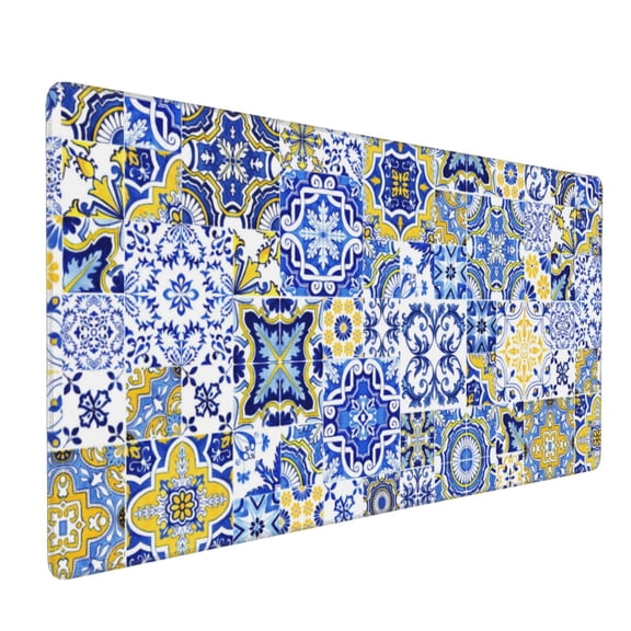 Hirioo Watercolor Artwork for Mouse Pad ,Anti-Slip Base, Durable Stitched Edges, Perfect for Gaming, Office, and Home Use,16x35.5in