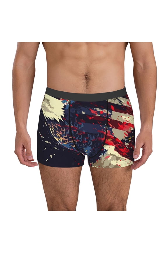Watercolor Bald Eagle for Men's Boxer Briefs Men Cotton Underwear Boxer Briefs Panties-Small
