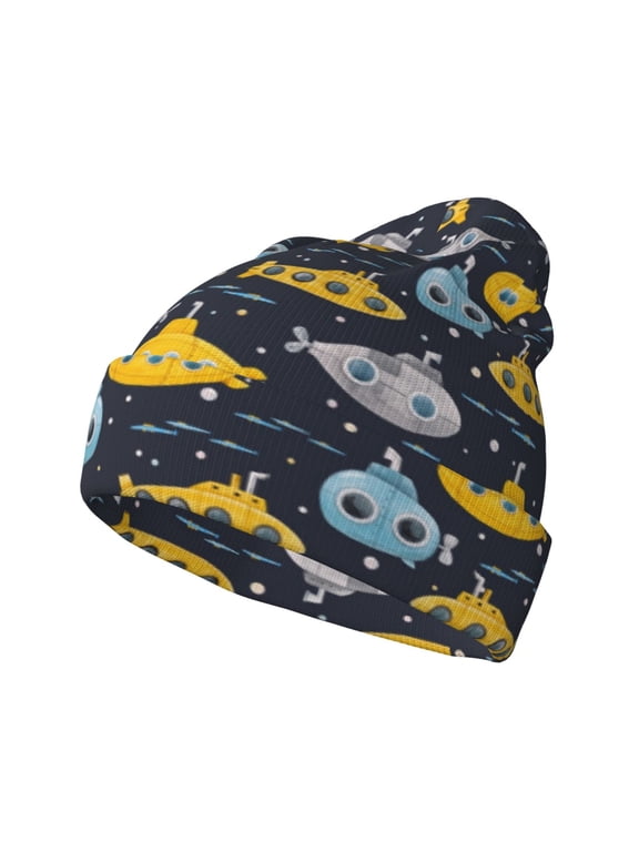 Watercolor Bathyscaphe for Men's Knit Cuffed Beanie for Outdoor Activities Unisex