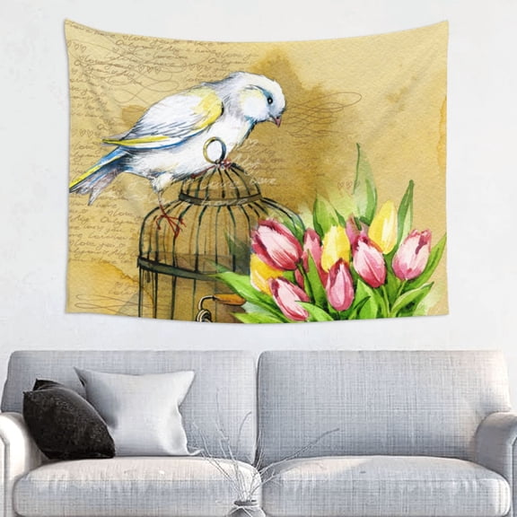 Hirioo Watercolor Canary Bird Print Tapestry Lightweight Fabric for Bedroom Aesthetic Home Wall Dorm Dcor Living Room Decor 29x37 Inch