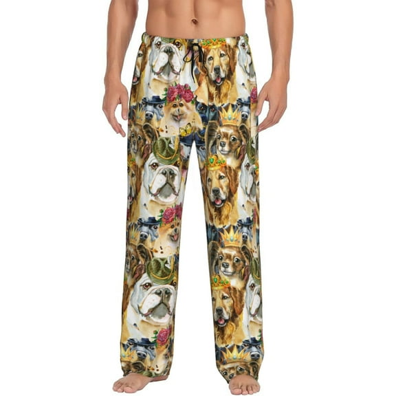 Hirioo Watercolor Dogs for Men's PJ Pajama Pants Sleep Pants Men's Home Trousers with Pockets,S-3XL-3X-Large