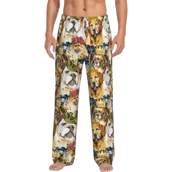 Hirioo Watercolor Dogs for Women's PJ Pajama Pants Sleep Pants Women's Home Trousers with Pockets,S-3XL-Large
