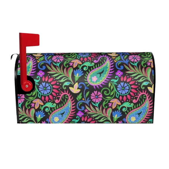 Hirioo Watercolor Floral Paisley for Magnetic, Waterproof Mailbox Cover,Perfect for Fall, Winter, Spring, and Summer Outdoor Decor-25.5x21 in