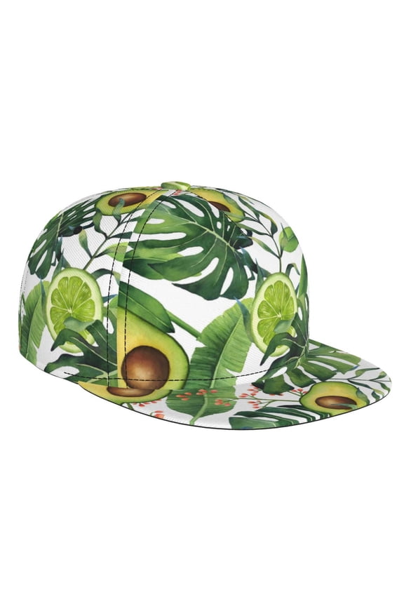 Watercolor Green Tropical for Baseball Cap Men Cap Flat Brim for Men Women Teens Adjustable Baseball Cap