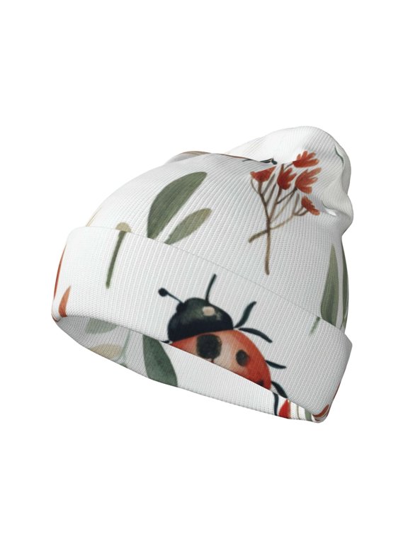 Watercolor Ladybug for Men's Knit Cuffed Beanie for Outdoor Activities Unisex