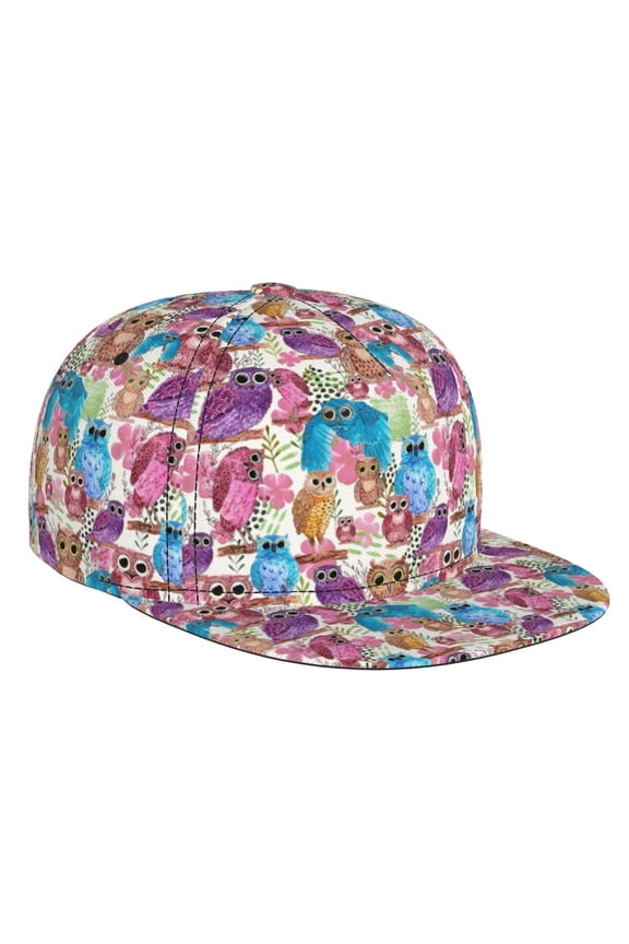 Watercolor Owl for Baseball Cap Men Cap Flat Brim for Men Women Teens Adjustable Baseball Cap