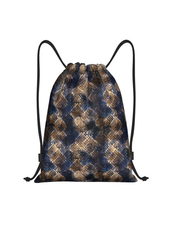 Watercolor Snake Skin Print Drawstring Backpack Bag Sport Versatile Sports Backpack for Gym, Travel, Swimming, Beach