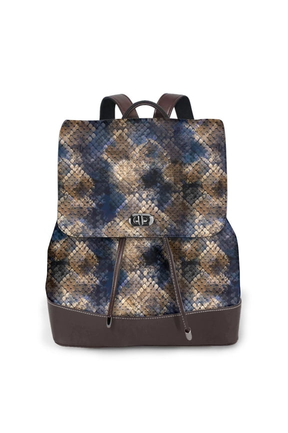 Watercolor Snake Skin for Womens Backpack Leather Backpack for Women Travel Fashion Bags,Perfect for Work, School, or Casual Outings
