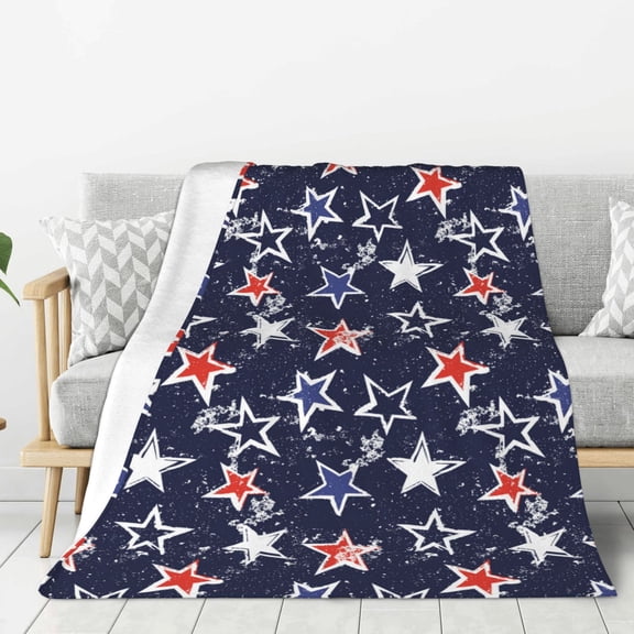Hirioo Watercolor Stars for Flannel Blanket, Cozy and Warm Throw for Bed or Couch ,Perfect for All Seasons-50"x40"