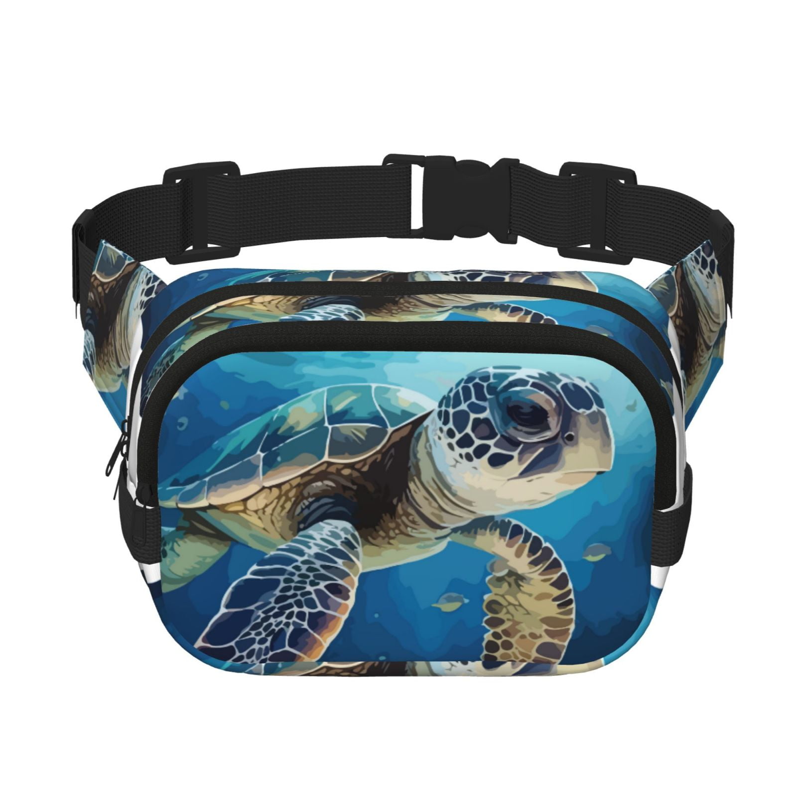 Hirioo Watercolor Turtle for Double Layer Waist Bag Adjustable Fanny Pack For Travel Running Hiking