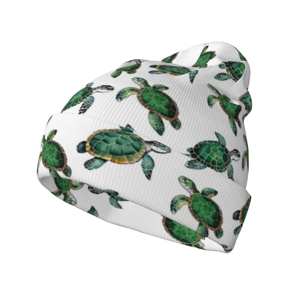 Hirioo Watercolor Turtle for Men's Knit Cuffed Beanie for Outdoor Activities Unisex