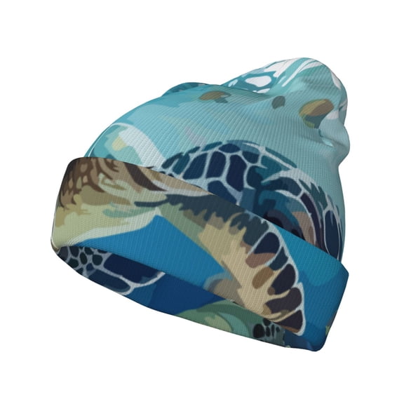 Hirioo Watercolor Turtle for Men's Knit Cuffed Beanie for Outdoor Activities Unisex