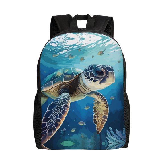 Hirioo Watercolor Turtle for Travel Backpack for Women Men, Lightweight and Durable,Gift for Weekender, College, Work,and Outdoor Activities