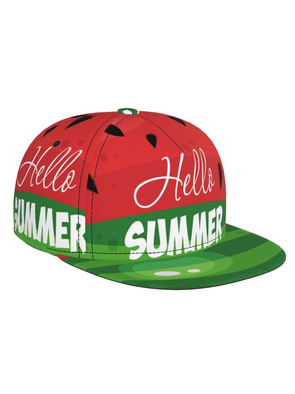 Watermelon Hello Summer for Baseball Cap Men Cap Flat Brim for Men Women Teens Adjustable Baseball Cap