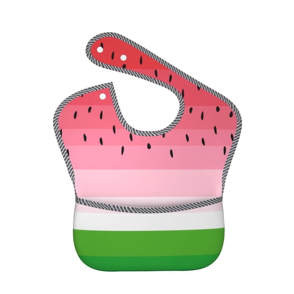 Hirioo Watermelon for Baby Waterproof Pocket Bib Adjustable Closed for Babies Toddlers with Large Pocket 6-24Months