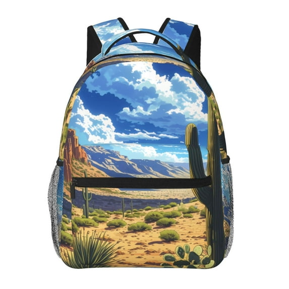 Hirioo Western Desert Cactus Print Laptop Backpack Lightweight Casual Travel Daypack for College Workplace Travel
