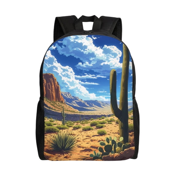 Hirioo Western Desert Cactus for Travel Backpack for Women Men, Lightweight and Durable,Gift for Weekender, College, Work,and Outdoor Activities