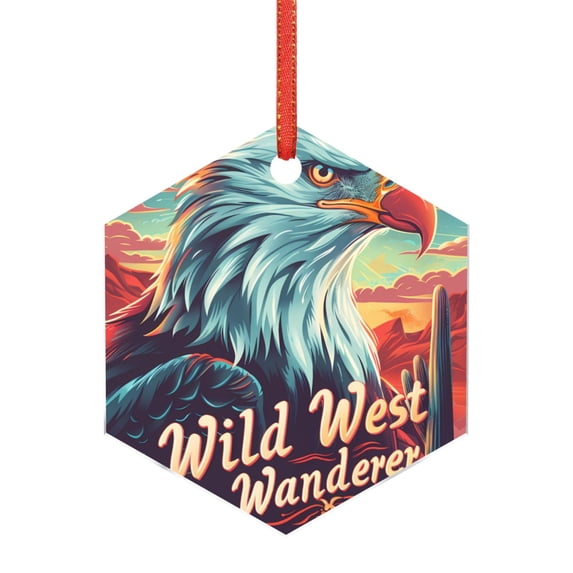 Hirioo Western Style Bald Eagle for Acrylic Christmas Pendant Hanging Christmas Tree Ornaments, Car, Home, Office Gift Decor-Hexagon
