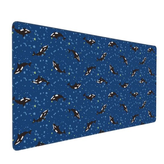 Hirioo Whales Swim for Mouse Pad ,Anti-Slip Base, Durable Stitched Edges, Perfect for Gaming, Office, and Home Use,16x35.5in