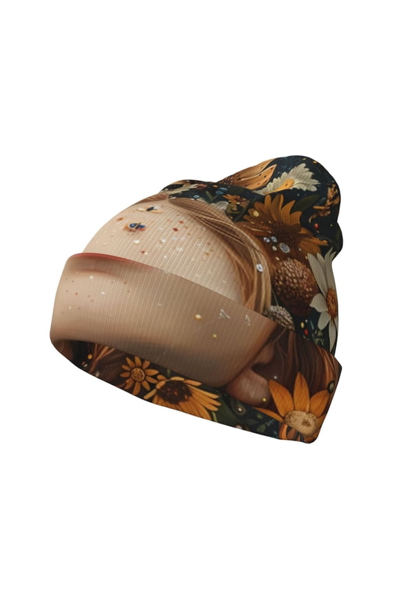 Whimsical Flower Crown Maiden for Men's Knit Cuffed Beanie for Outdoor Activities Unisex