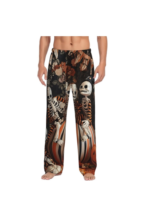Whimsical Halloween Skeletons for Men's PJ Pajama Pants Sleep Pants Men's Home Trousers with Pockets,S-3XL-Large
