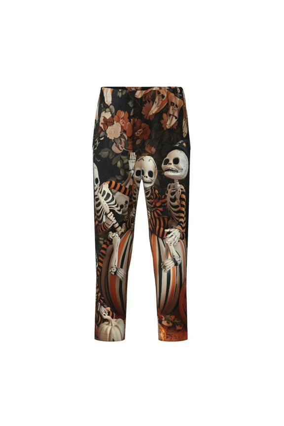 Whimsical Halloween Skeletons for Teenagers' Pajama Pants Womens Lounge Pants with Pockets Pj Bottoms Pants for Men-Large