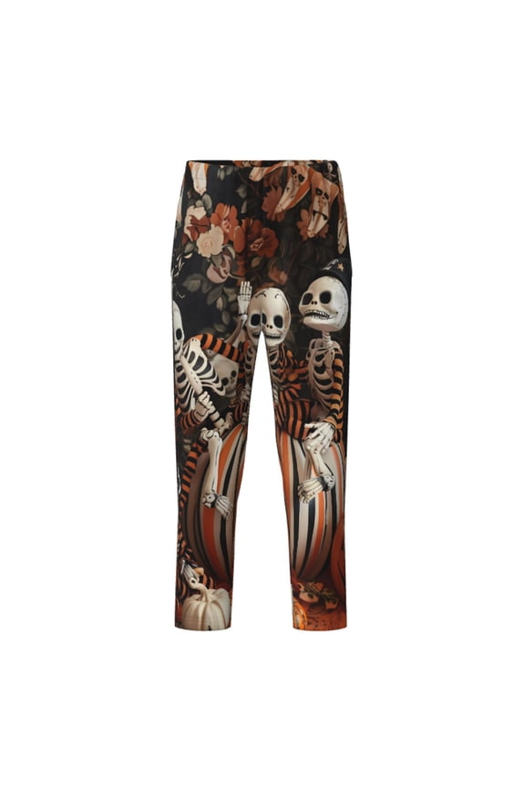 Whimsical Halloween Skeletons for Teenagers' Pajama Pants Womens Lounge Pants with Pockets Pj Bottoms Pants for Men-XS(5-6)