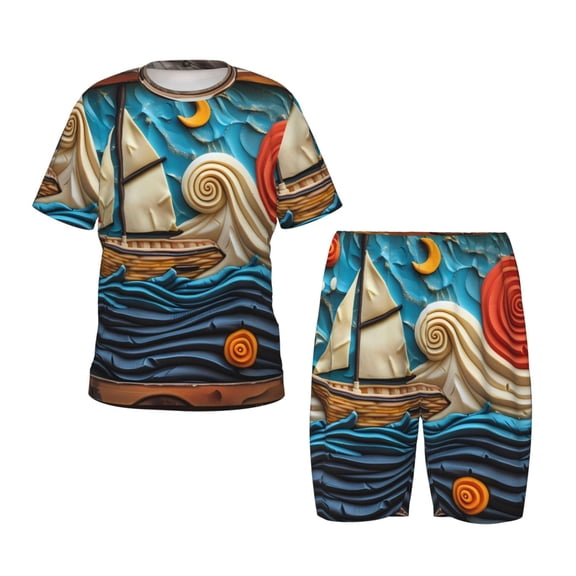 Hirioo Whimsical Sailboat Ocean Art Hirioo-3X-Large