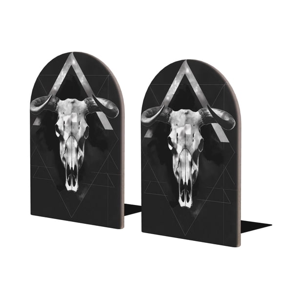Hirioo White Black Sheep skull for Bookends Decorative Bookends for Shelves for Home or Office, Non-Slip Base