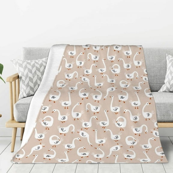 Hirioo White Goose for Flannel Blanket, Cozy and Warm Throw for Bed or Couch ,Perfect for All Seasons-80"x60"
