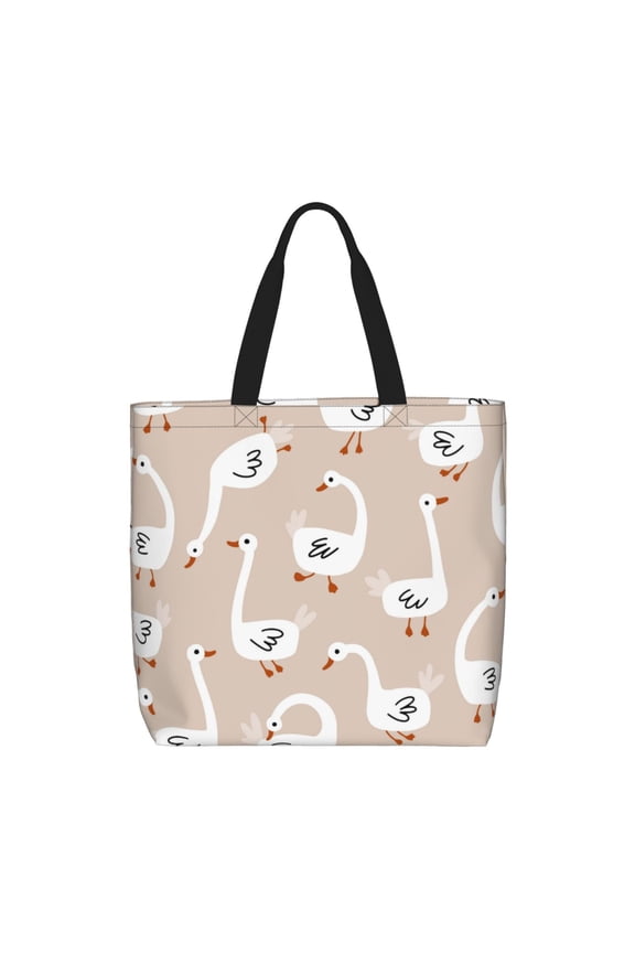 White Goose for Tote Bag for Women, Quilted Shoulder Bag with Zipper, Large Capacity Handbags for Casual, Travel, Work