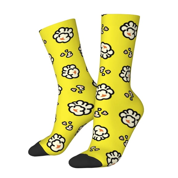 Hirioo White Popcorn Pattern Adult Middle Tube Socks Breathable Sock Non-Pilling,Contrasting Color Design