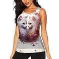 thumbnail image 1 of Hirioo White Red Cat Couple for Women's Workout Tank Top Sleeveless Workout Tops Athletic Gym Shirts-Medium, 1 of 7