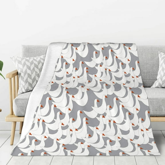 Hirioo White goose for Flannel Blanket, Cozy and Warm Throw for Bed or Couch ,Perfect for All Seasons-80"x60"