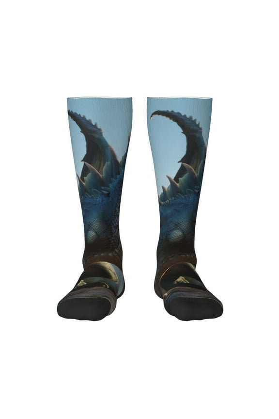 Wild Blue Cool Dragon for Adult Stockings Breathable Sock Non-Pilling,Contrasting Color Design