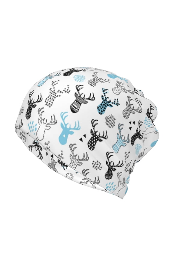 Winter Art Blue and Black Moose for Multifunction Beanie Hat for Men and Women Unisex for Winter Sports, Outdoor Activities, and Daily Wear