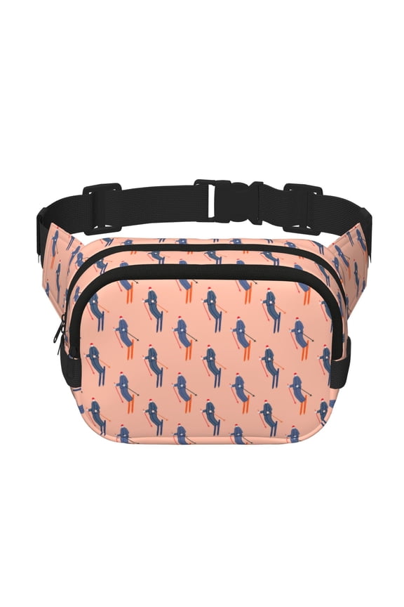Winter Skiing Adventure for Double Layer Waist Bag Adjustable Fanny Pack For Travel Running Hiking