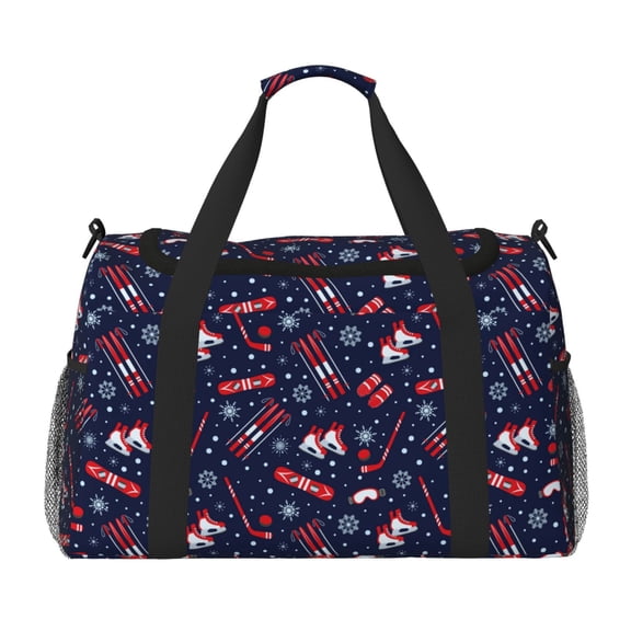 Hirioo Winter Skiing Snowflakes Hand Travel Bag for Men Women,Durable and Spacious Travel Bag with Multiple Pockets for Work, Travel, Weekend Getaways