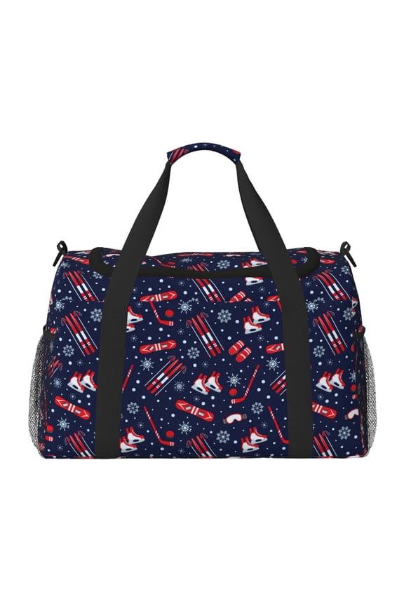 Winter Skiing Snowflakes Hand Travel Bag for Men Women,Durable and Spacious Travel Bag with Multiple Pockets for Work, Travel, Weekend Getaways