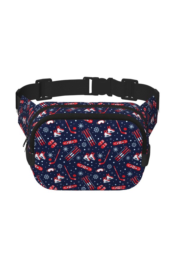 Winter Skiing Snowflakes for Double Layer Waist Bag Adjustable Fanny Pack For Travel Running Hiking