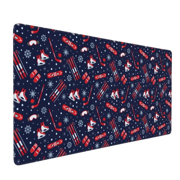 Hirioo Winter Skiing Snowflakes for Mouse Pad ,Anti-Slip Base, Durable Stitched Edges, Perfect for Gaming, Office, and Home Use,16x35.5in