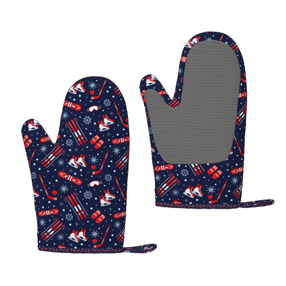 Hirioo Winter Outdoors Sports for Silicone Oven Mitts for BBQ, Baking, Cooking, Set of 2, Heat Resistant 260℃, Non-Slip Kitchen Essentials