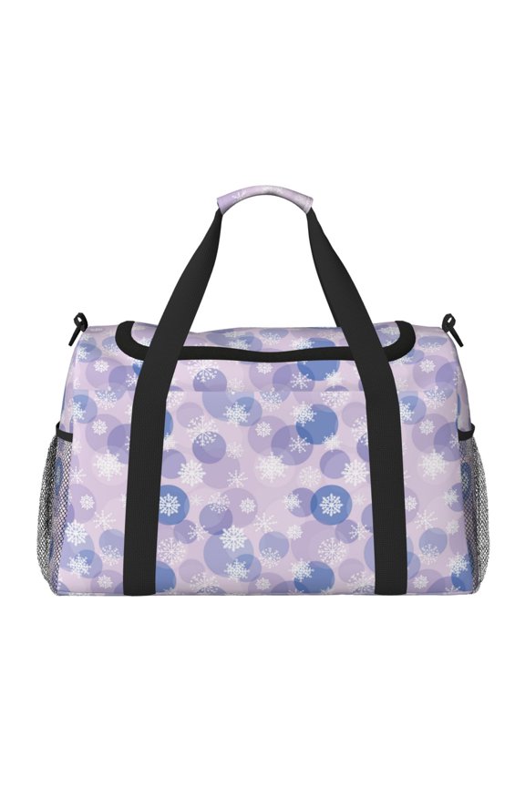 Winter With Snowflakes Hand Travel Bag for Men Women,Durable and Spacious Travel Bag with Multiple Pockets for Work, Travel, Weekend Getaways