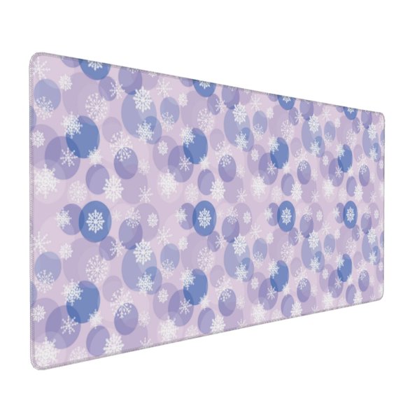 Hirioo Winter With Snowflakes for Mouse Pad ,Anti-Slip Base, Durable Stitched Edges, Perfect for Gaming, Office, and Home Use,16x35.5in